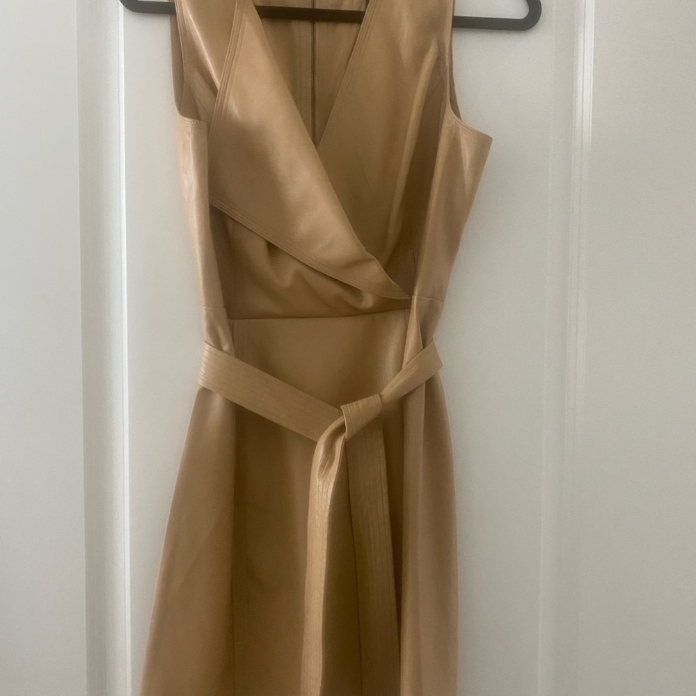 BCBGMaxAzria Tan Midi Wrap Dress